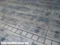 Desert Tan colored stamped concrete with Italian Slate pattern in Langley, BC, Canada