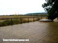 Job complete!  Slate tile stamp concrete pattern with Champagne color and dark brown release for patio deck in Ladner / Tsawwassen, BC, Canada